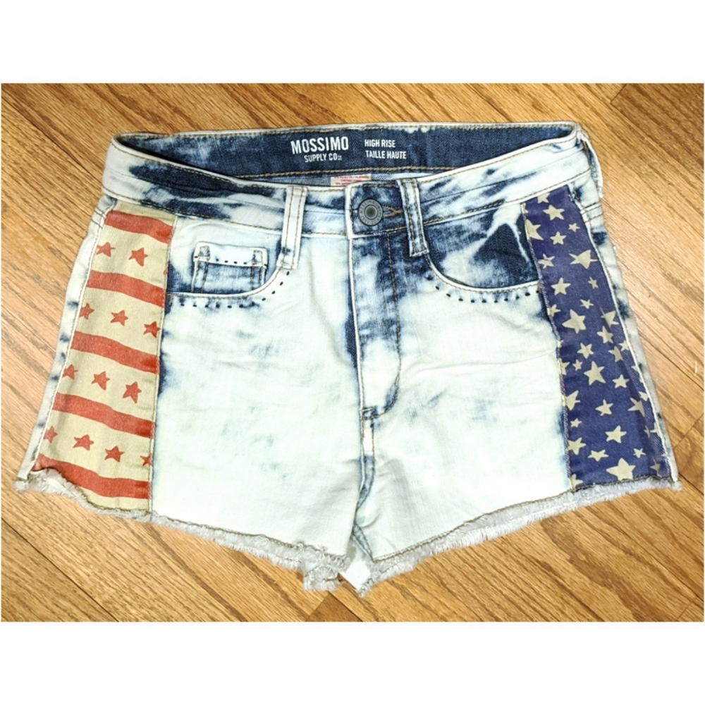 High Rise American Flag bleached Mossimo shorts